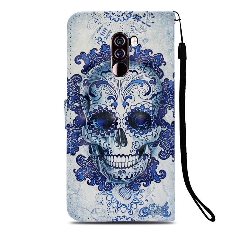 Leren Hoesje Xiaomi Pocophone F1 Blauwe Schedel