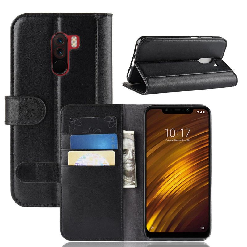 Leren Hoesje Xiaomi Pocophone F1 Bruin Zwart Splitleer