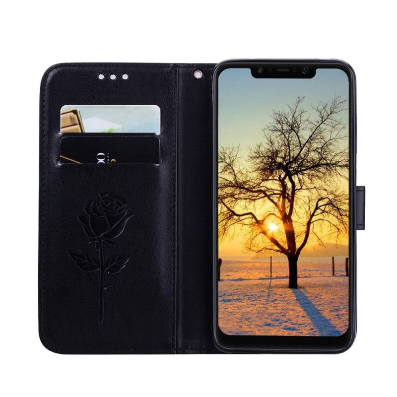 Leren Hoesje Xiaomi Pocophone F1 Cyaan Roze Roos Van Het Bos