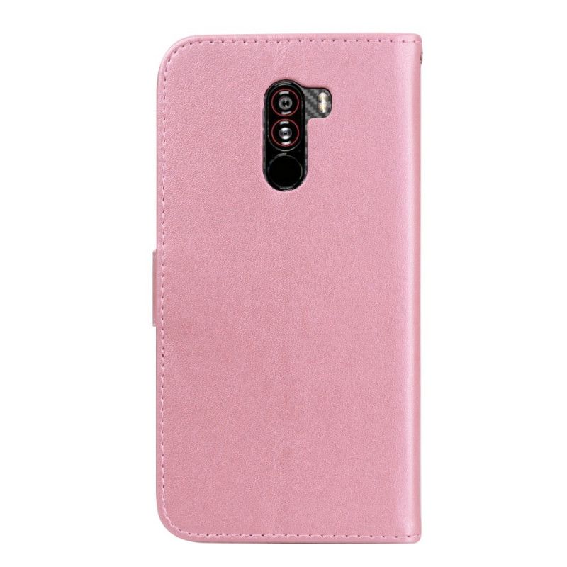 Leren Hoesje Xiaomi Pocophone F1 Cyaan Roze Roos Van Het Bos