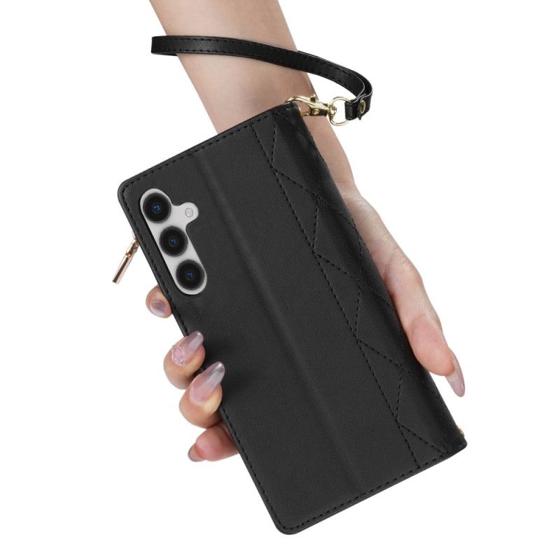 Flip Case Leren Samsung Galaxy S26 Gewatteerd Met Verstelbare Schouderband