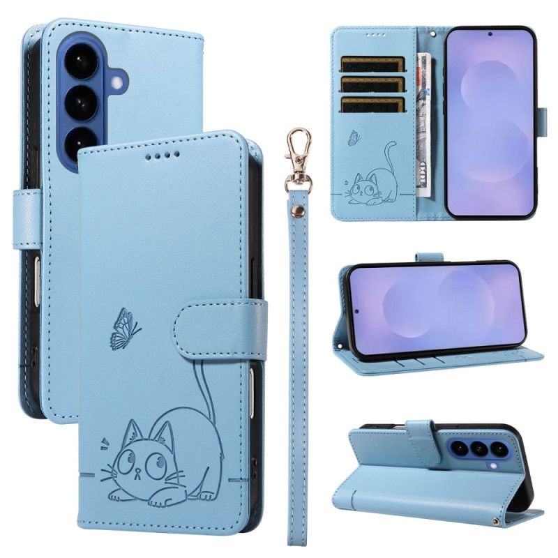 Folio-hoesje Samsung Galaxy S26 Kattenpootafdruk Met Bandje