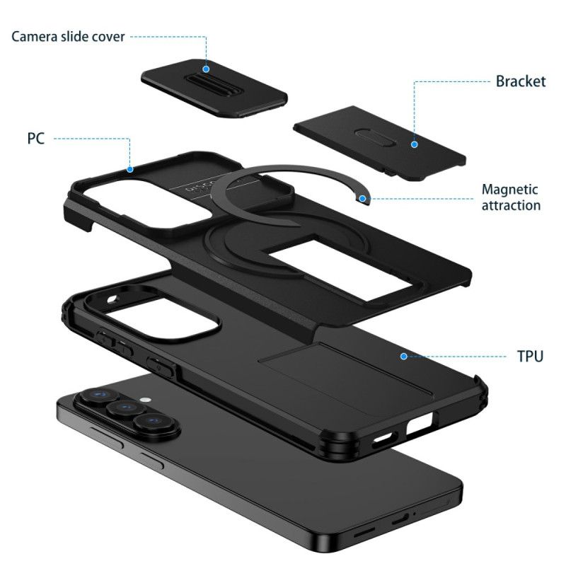 Hoesje Samsung Galaxy S26 Schuifbare Magnetische Standaard En Cameracover Bescherming Hoesje