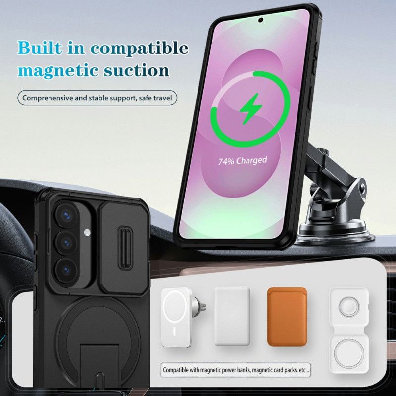 Hoesje Samsung Galaxy S26 Schuifbare Magnetische Standaard En Cameracover Bescherming Hoesje