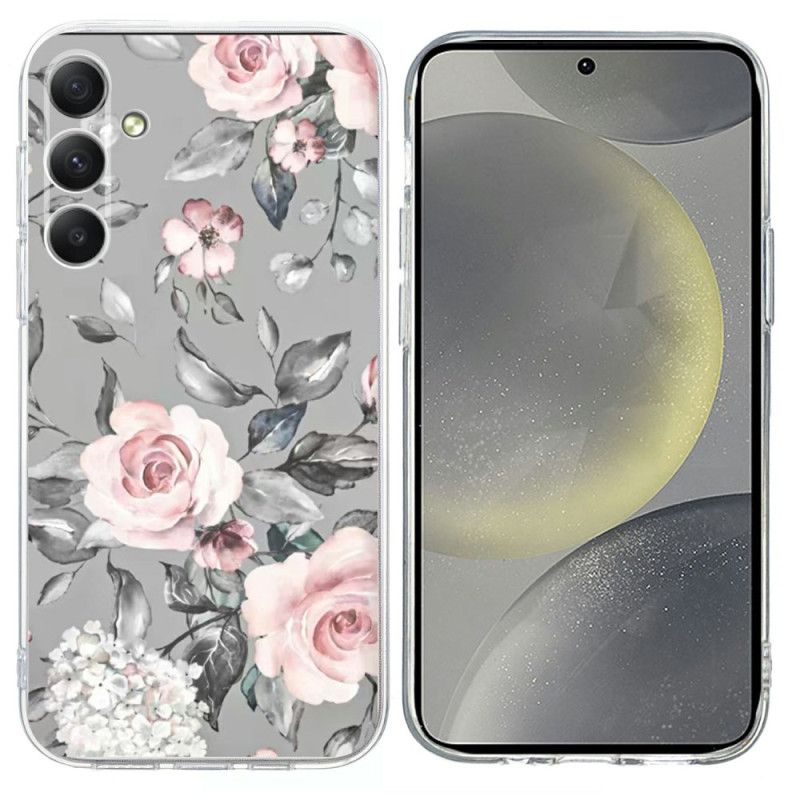 Hoesje Voor Samsung Galaxy S26 Bloemen Op Grijze Achtergrond