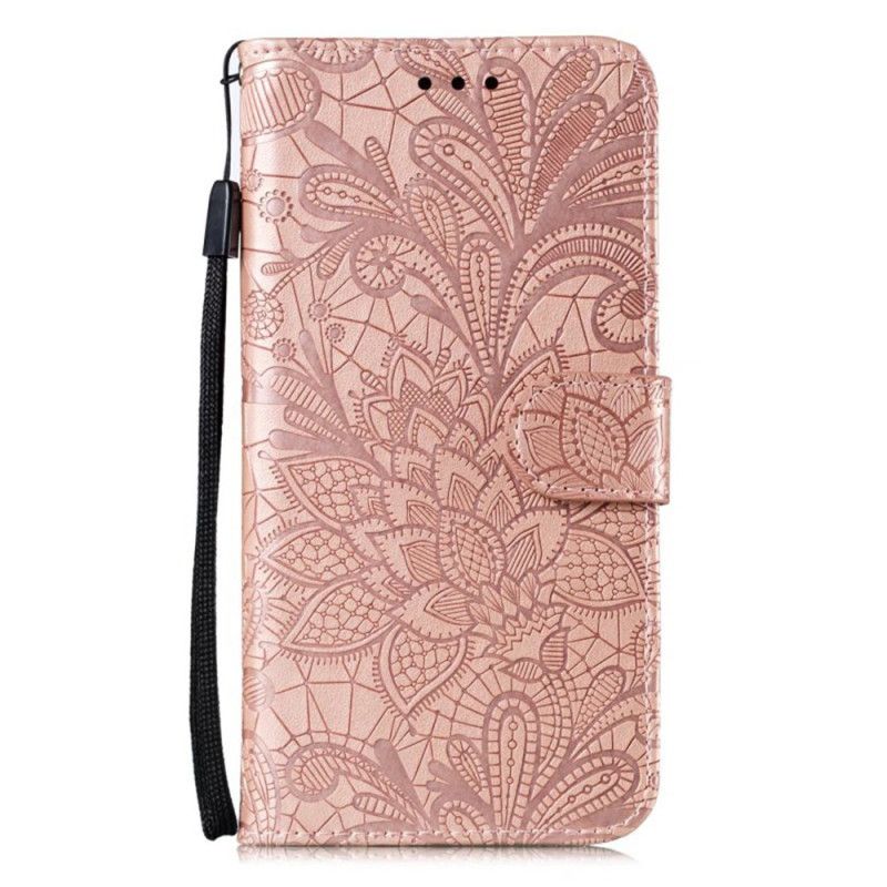 Leren Hoesje Samsung Galaxy S26 Bloemenkantpatroon Bescherming Hoesje