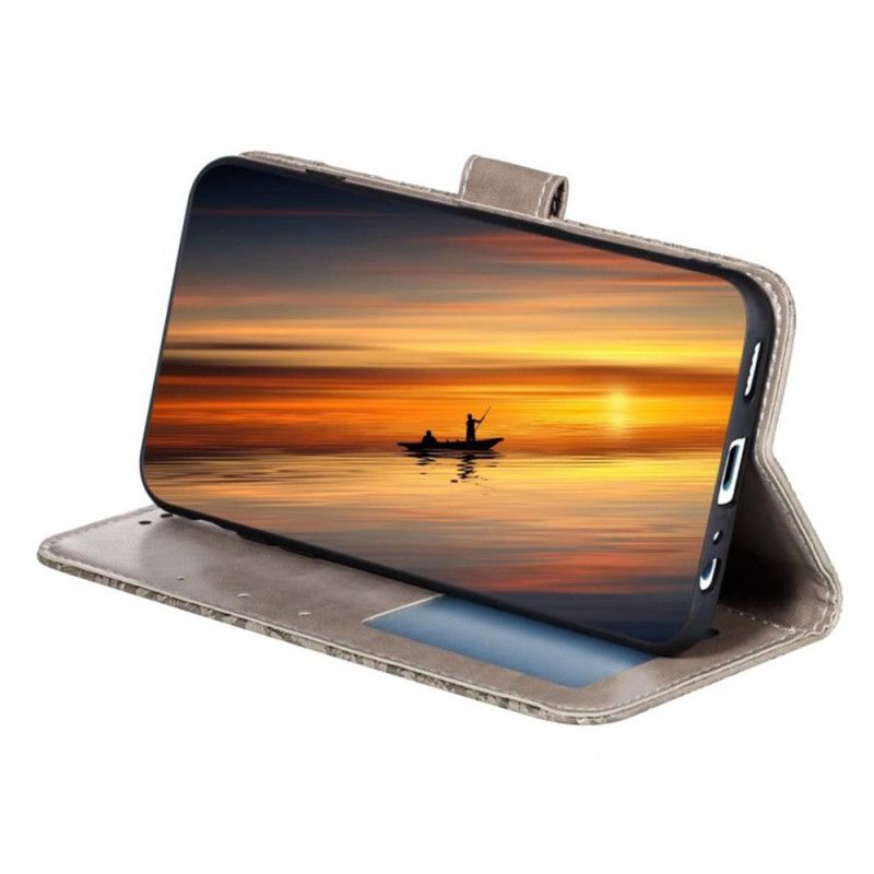 Leren Hoesje Samsung Galaxy S26 Bloemenkantpatroon Bescherming Hoesje