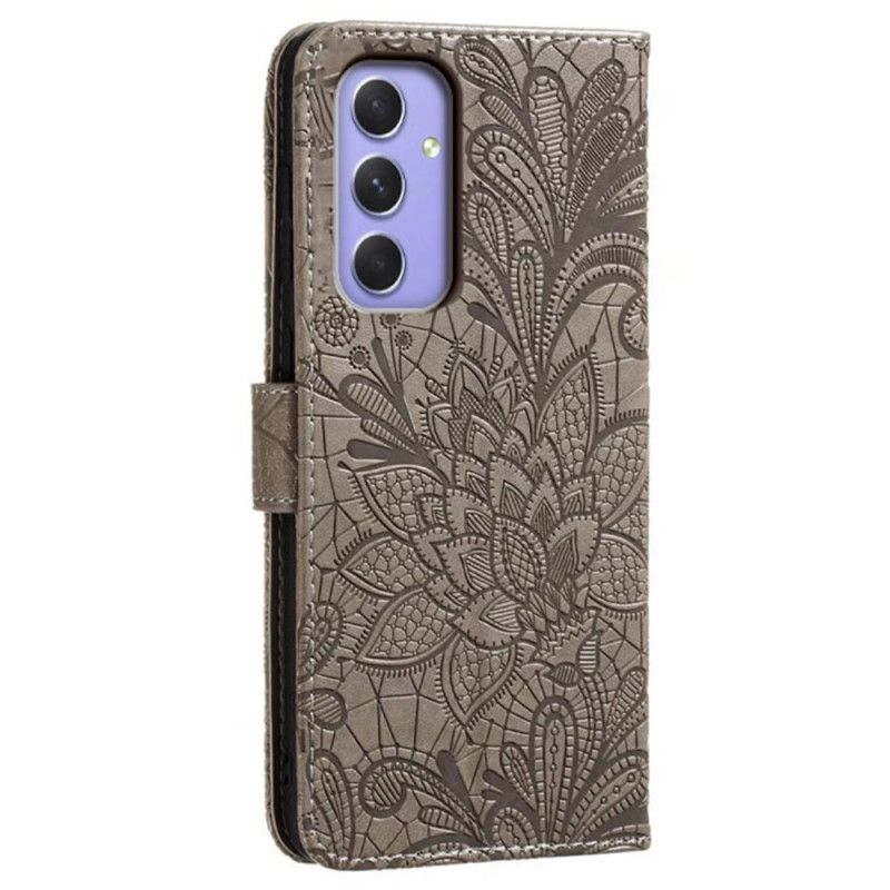 Leren Hoesje Samsung Galaxy S26 Bloemenkantpatroon Bescherming Hoesje