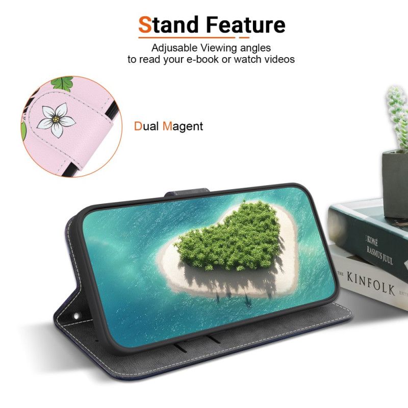 Leren Hoesje Samsung Galaxy S26 Lelie Patroon Bescherming Hoesje