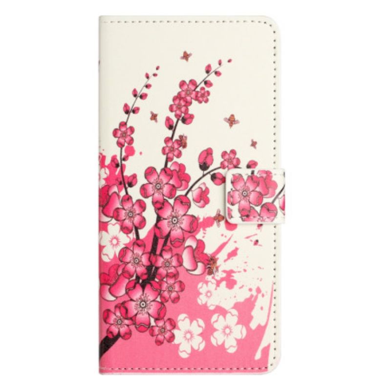 Leren Hoesje Samsung Galaxy S26 Pruimenbloesems Bescherming Hoesje