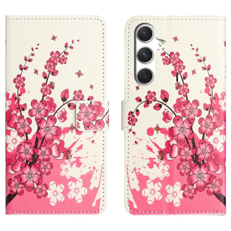 Leren Hoesje Samsung Galaxy S26 Pruimenbloesems Bescherming Hoesje