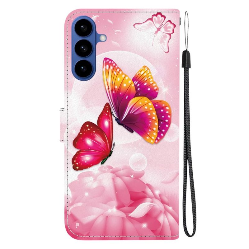 Leren Hoesje Samsung Galaxy S26 Roze Vlinders Bescherming Hoesje