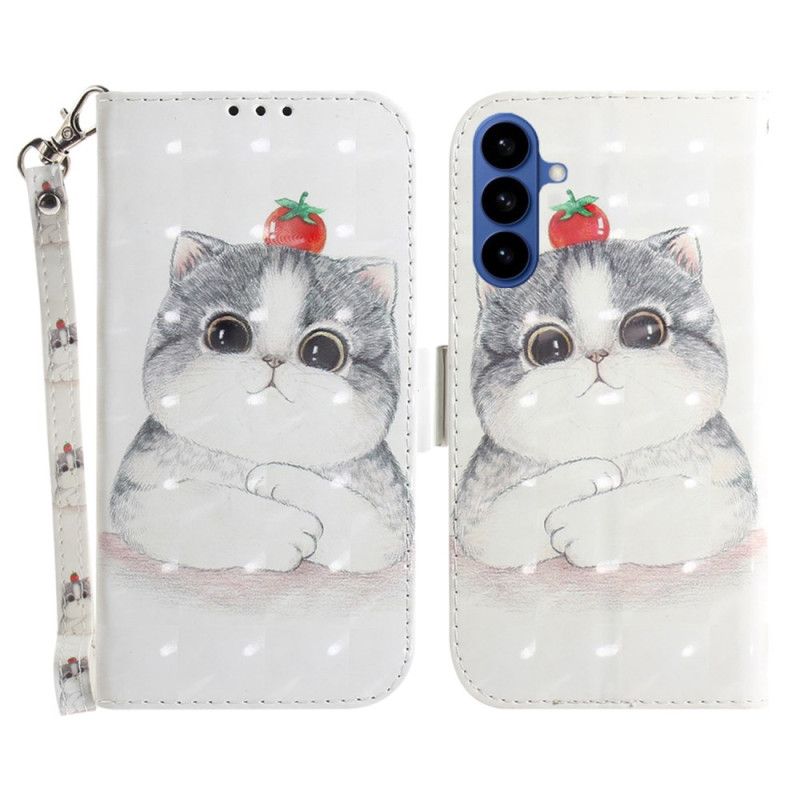 Leren Hoesje Samsung Galaxy S26 Sleutelkoord Met Schattige Kat Bescherming Hoesje