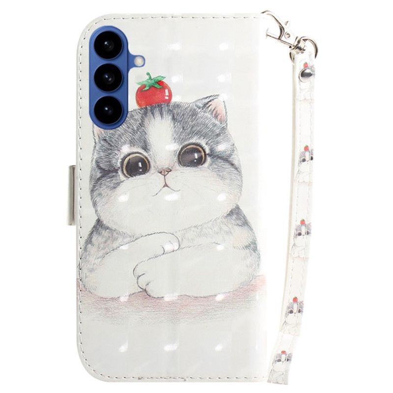 Leren Hoesje Samsung Galaxy S26 Sleutelkoord Met Schattige Kat Bescherming Hoesje