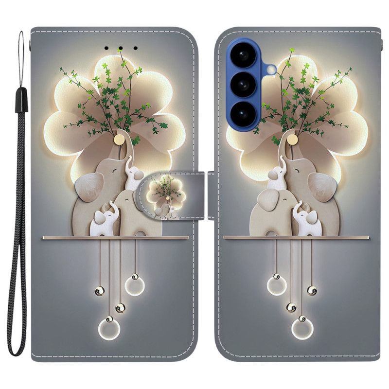 Leren Hoesje Voor Samsung Galaxy S26 Drie Olifanten
