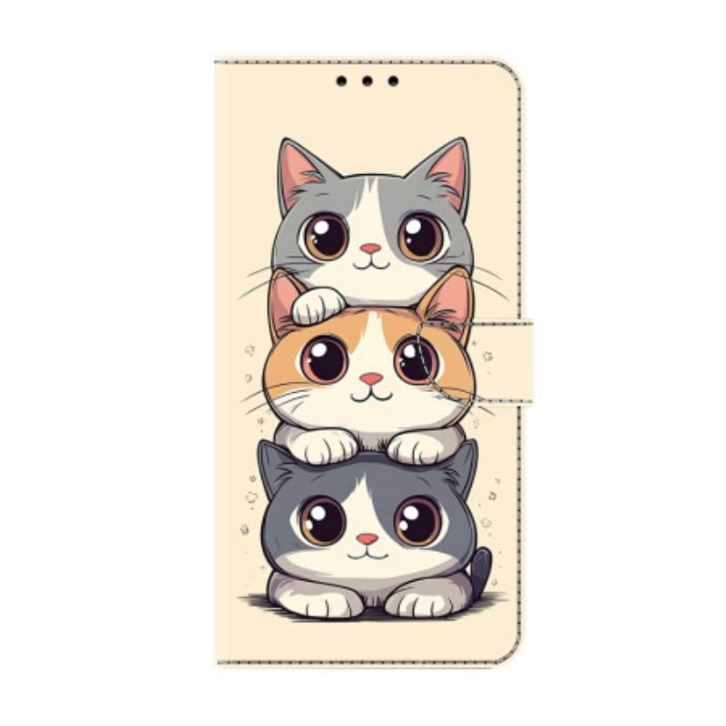 Leren Hoesje Voor Samsung Galaxy S26 Gestapelde Katten