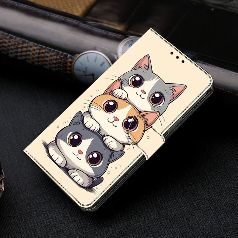 Leren Hoesje Voor Samsung Galaxy S26 Gestapelde Katten