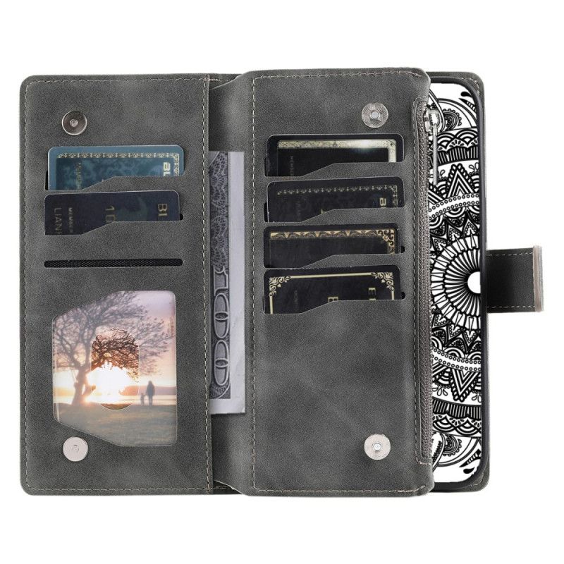 Leren Hoesje Voor Samsung Galaxy S26 Portemonnee Met Mandala-suède-effect