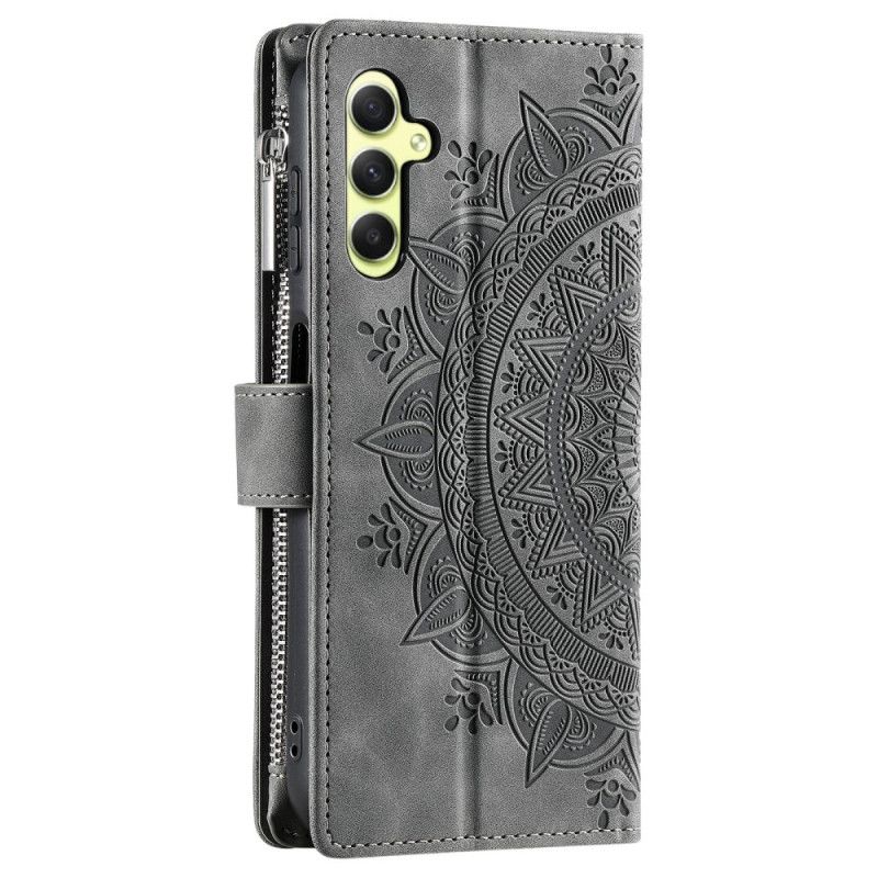 Leren Hoesje Voor Samsung Galaxy S26 Portemonnee Met Mandala-suède-effect