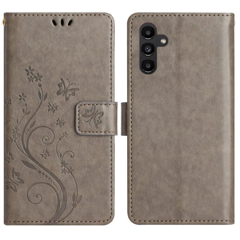Leren Hoesje Voor Samsung Galaxy S26 Vlinder En Bloemen