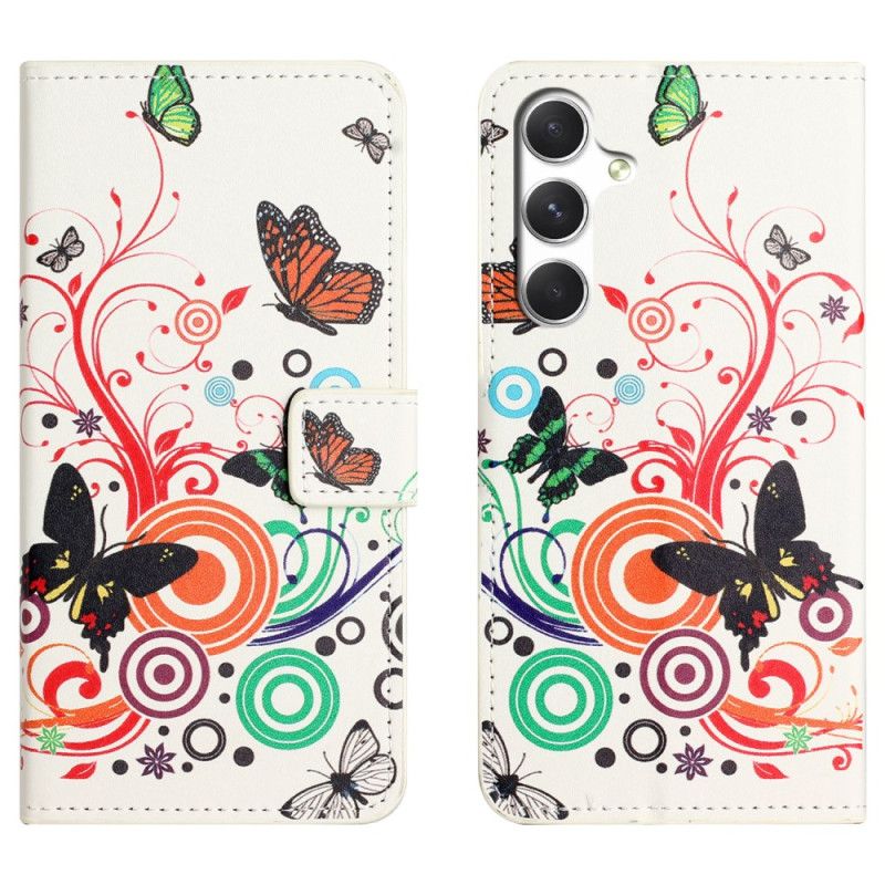 Leren Hoesje Voor Samsung Galaxy S26 Witte Vlinders