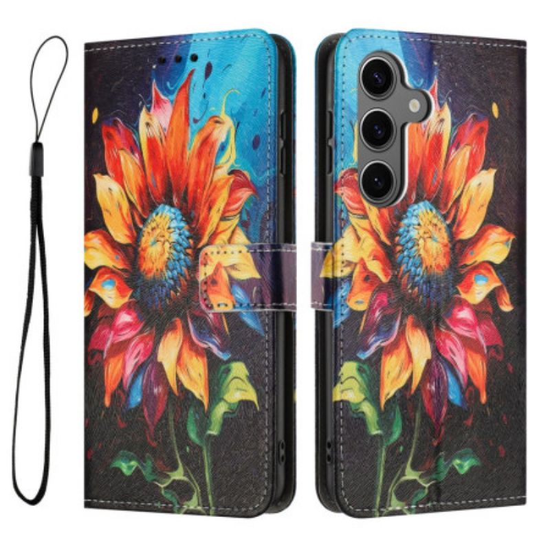 Leren Hoesje Voor Samsung Galaxy S26 Zonnebloem