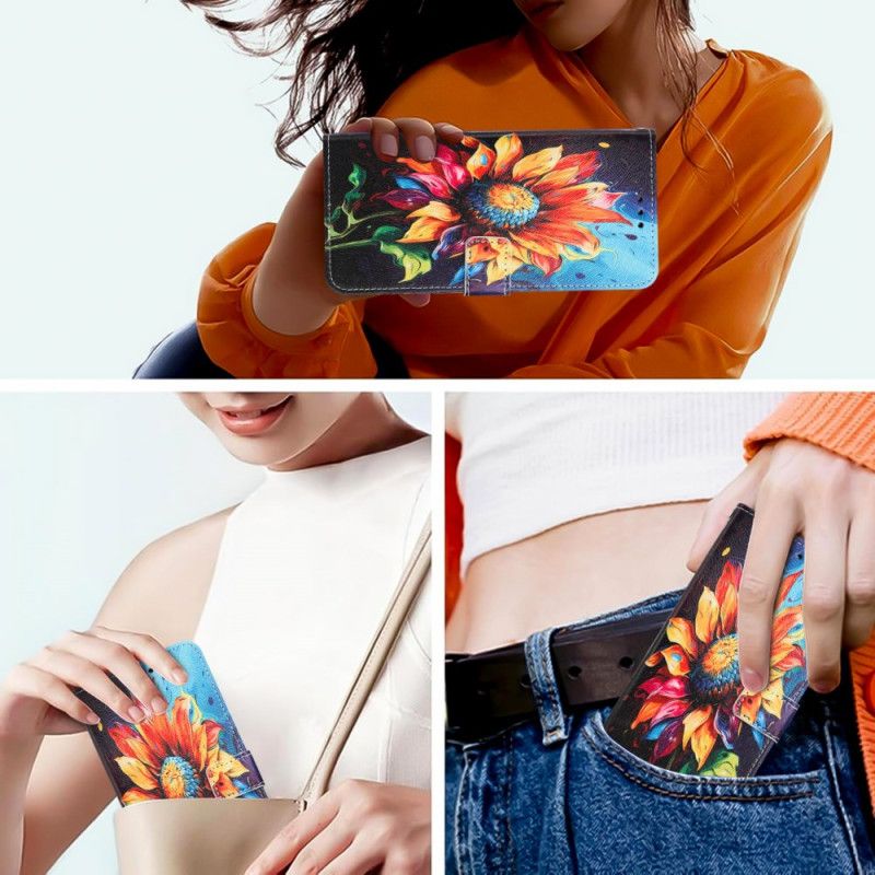 Leren Hoesje Voor Samsung Galaxy S26 Zonnebloem