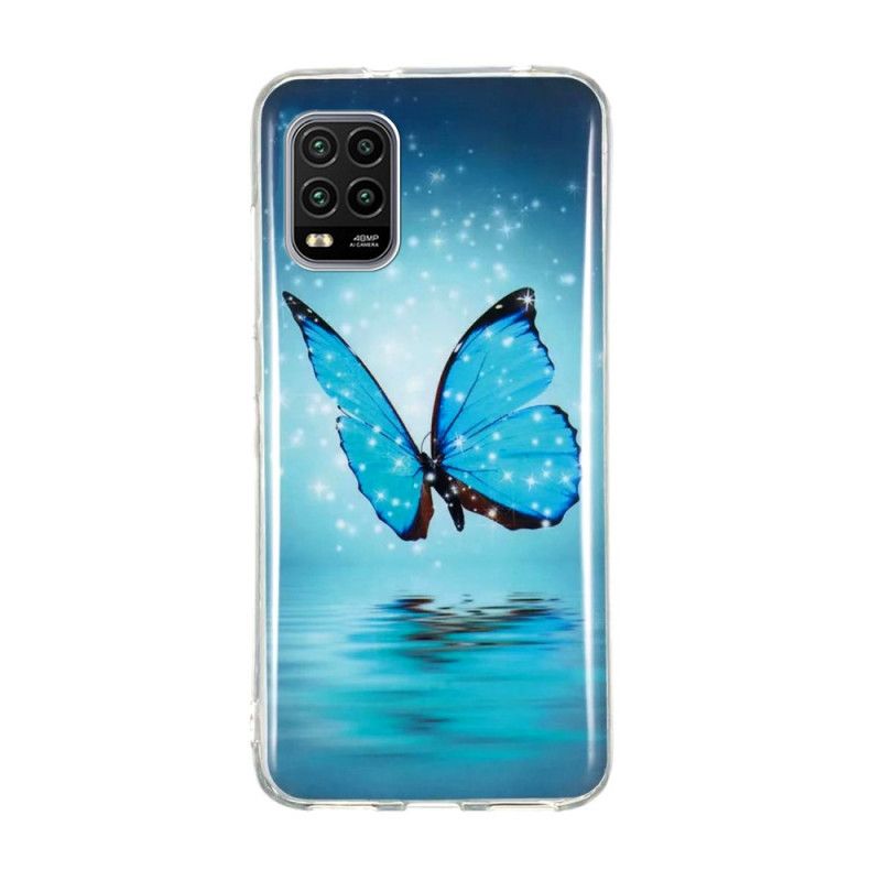 Hoesje voor Xiaomi Mi 10 Lite Fluorescerende Blauwe Vlinder