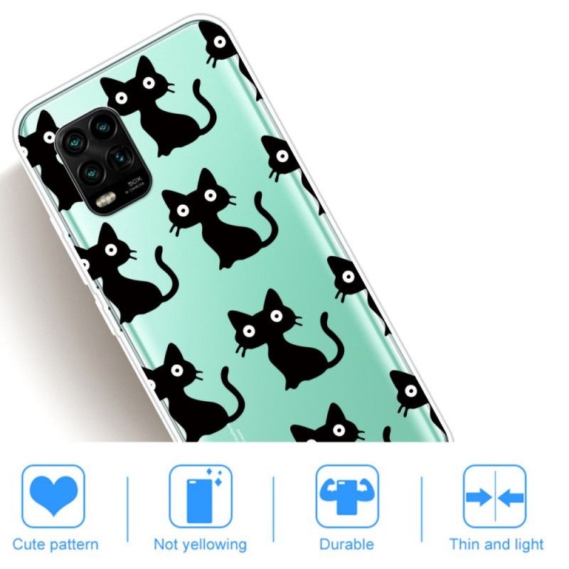 Hoesje Xiaomi Mi 10 Lite Telefoonhoesje Meerdere Zwarte Katten