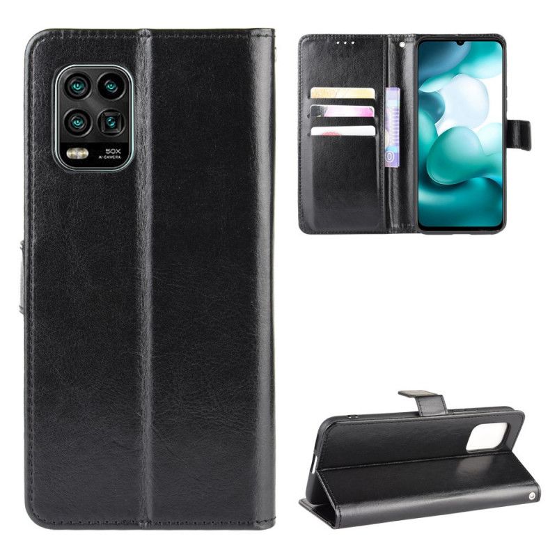 Leren Hoesje voor Xiaomi Mi 10 Lite Rood Zwart Flitsend Kunstleer