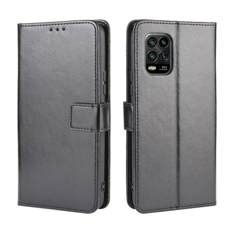Leren Hoesje voor Xiaomi Mi 10 Lite Rood Zwart Flitsend Kunstleer
