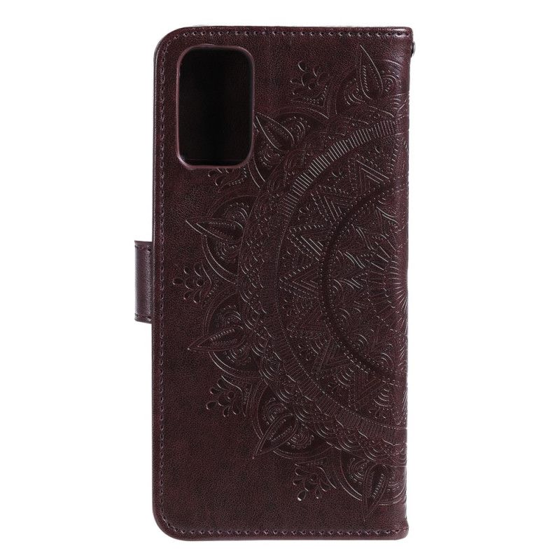 Leren Hoesje Xiaomi Mi 10 Lite Magenta Grijs Zon Mandala