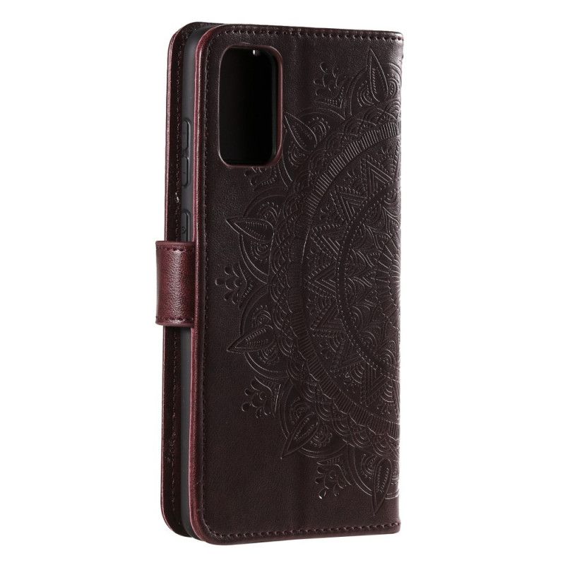 Leren Hoesje Xiaomi Mi 10 Lite Magenta Grijs Zon Mandala