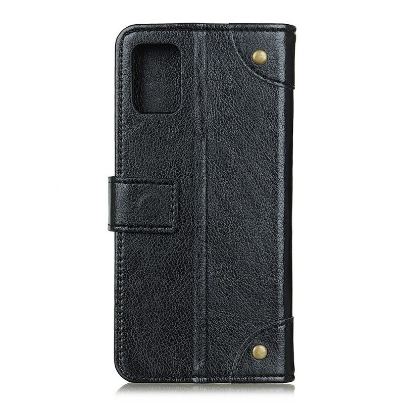 Leren Hoesje Xiaomi Mi 10 Lite Rood Zwart Antiek Nappaleder Effect