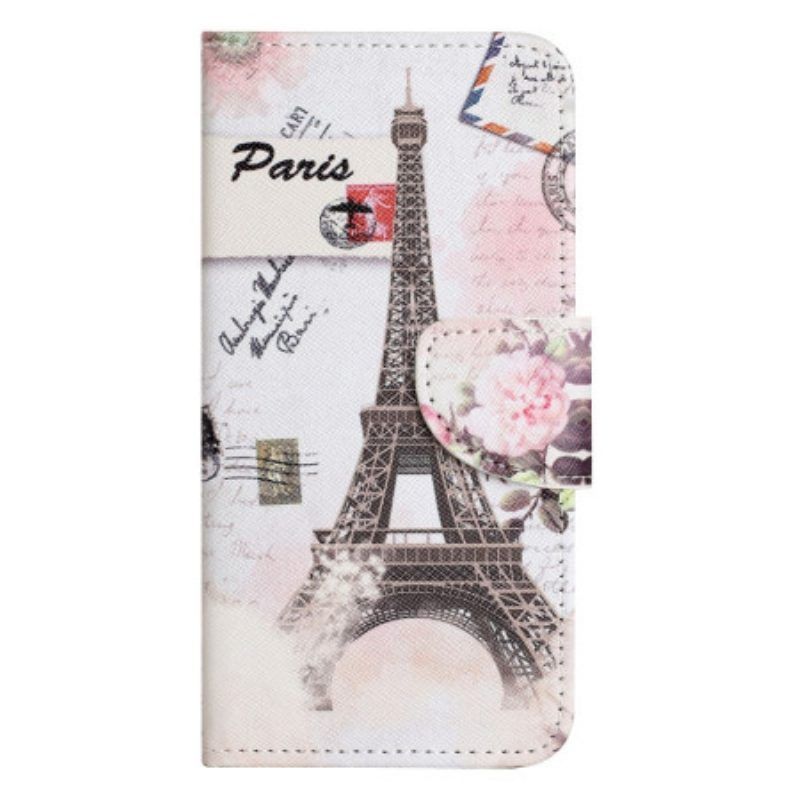 Flip Case voor iPhone 14 Plus Vintage Eiffeltoren