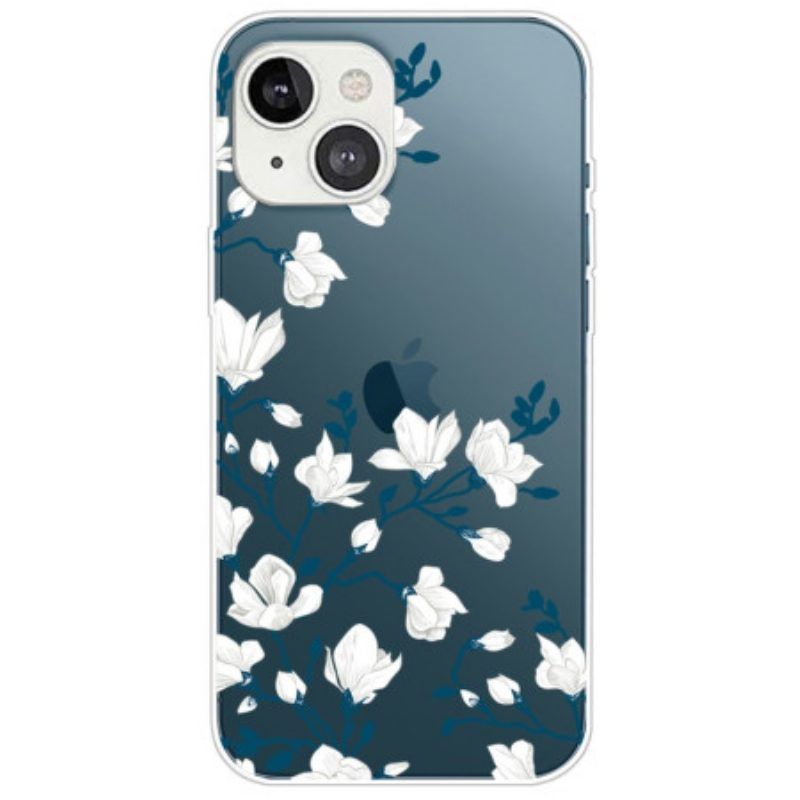 Hoesje voor iPhone 14 Plus Witte Bloemen