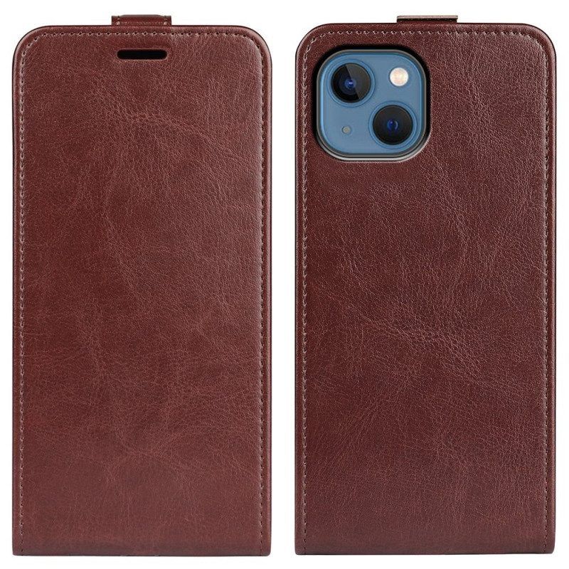 Leren Hoesje voor iPhone 14 Plus Folio-hoesje Retro Verticale Klep