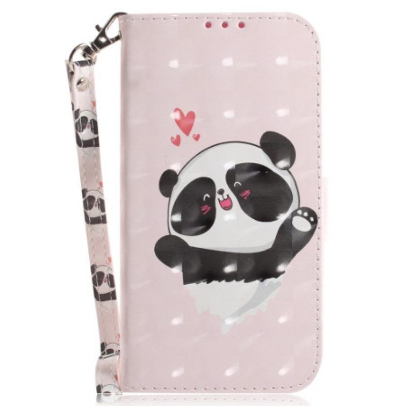 Folio-hoesje voor Xiaomi 12 / 12X Met Ketting Panda Love Met Sleutelkoord