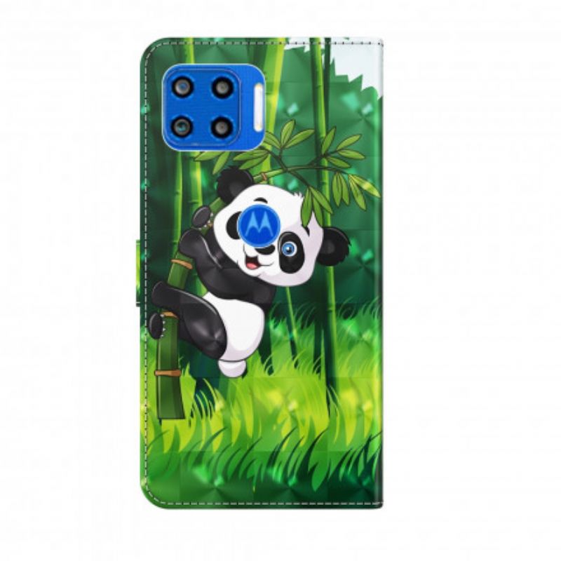 Flip Case Leren Moto G 5g Plus Panda En Bamboe