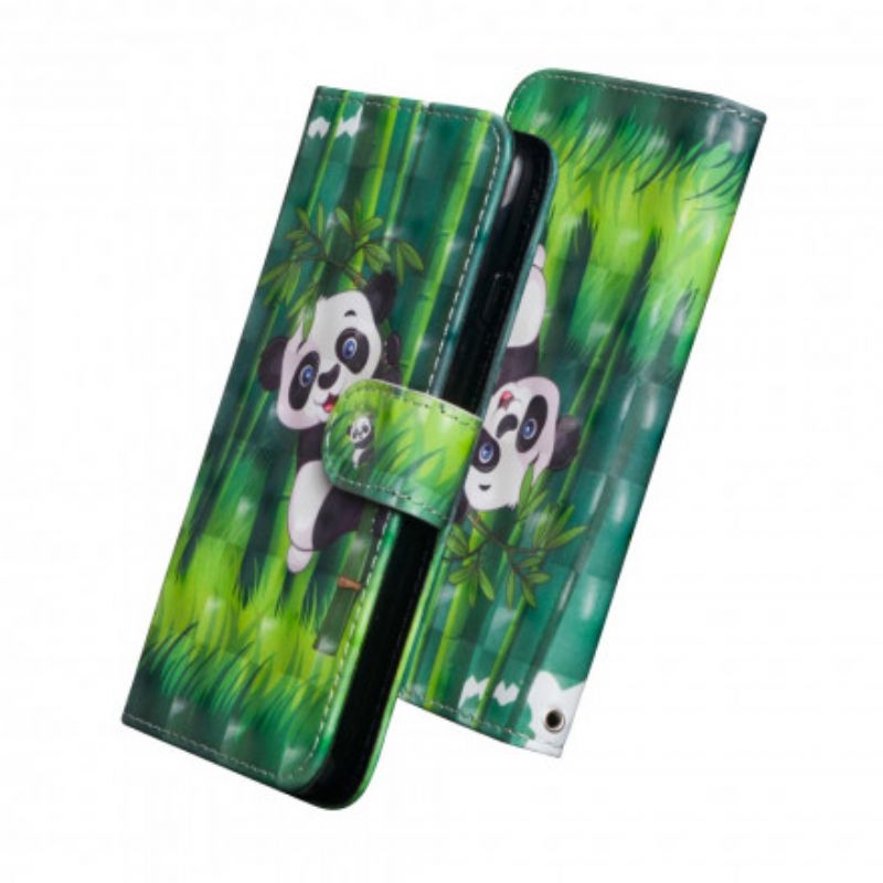 Flip Case Leren Moto G 5g Plus Panda En Bamboe