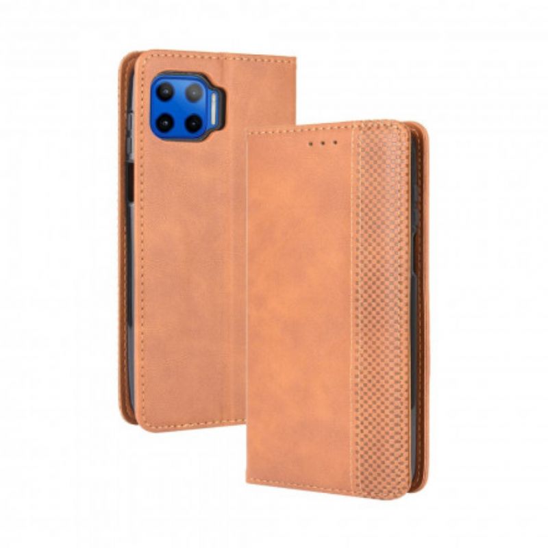 Folio-hoesje Moto G 5g Plus Gestileerd Vintage Leereffect Bescherming Hoesje