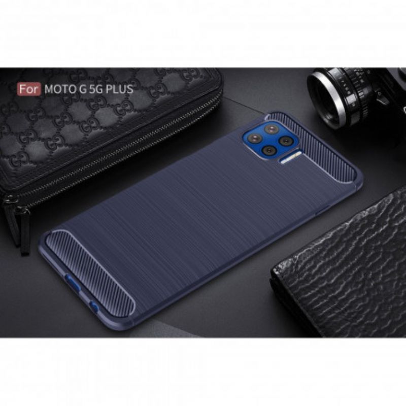 Hoesje Voor Moto G 5g Plus Geborstelde Koolstofvezel