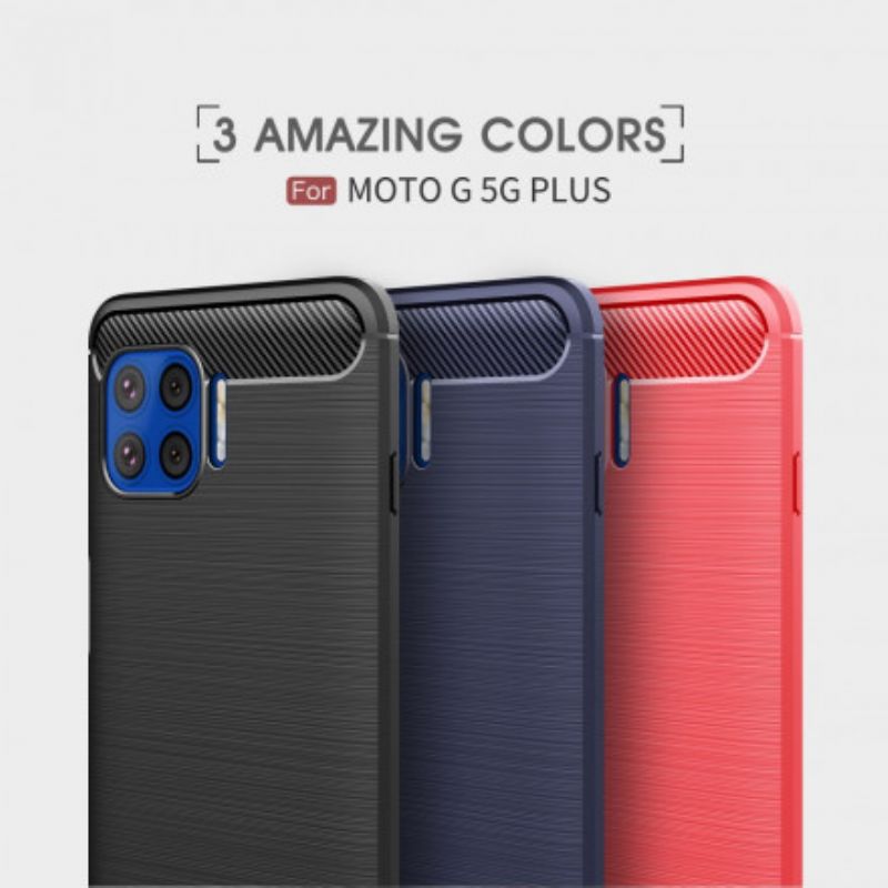 Hoesje Voor Moto G 5g Plus Geborstelde Koolstofvezel