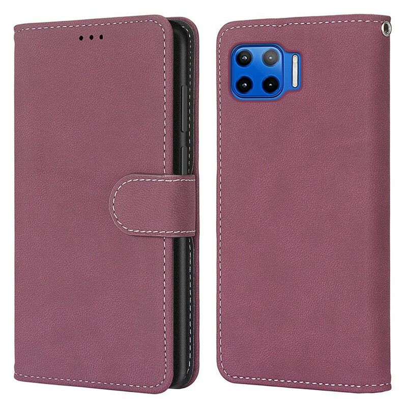 Leren Hoesje Moto G 5g Plus Lederen Stijl Vintage Couture Bescherming Hoesje