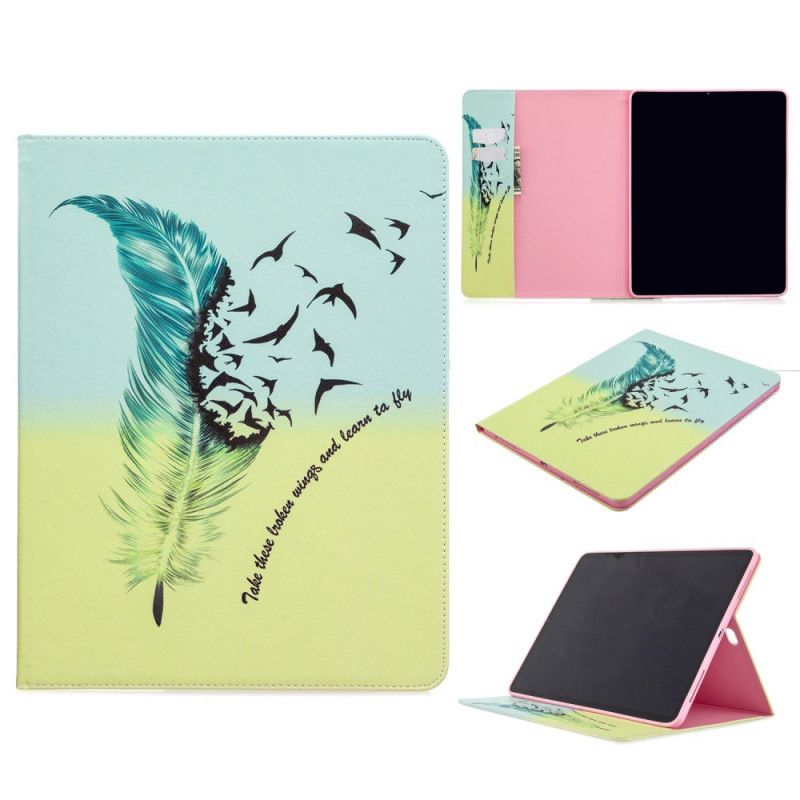 Leren Hoesje iPad Pro 12.9" (2018) (2020) Patroon Met Verenprint