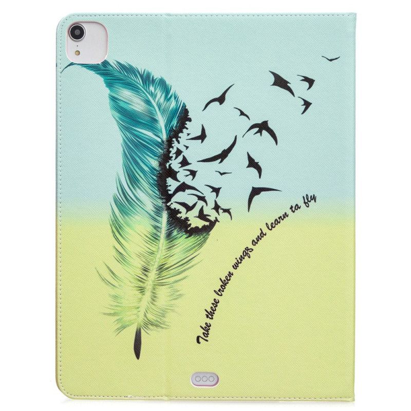 Leren Hoesje iPad Pro 12.9" (2018) (2020) Patroon Met Verenprint