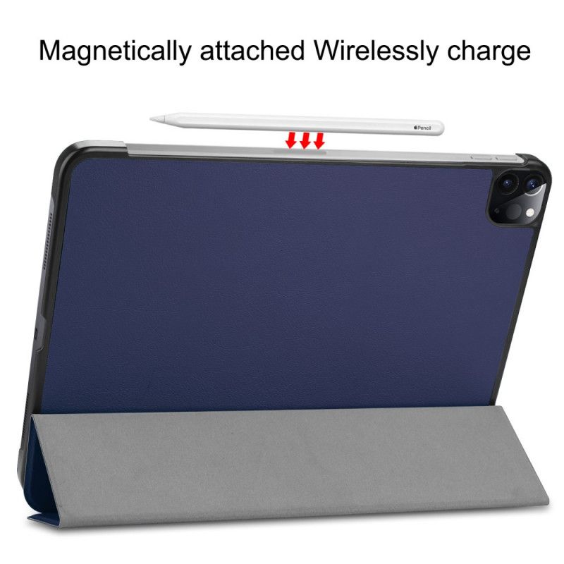 Smart Case iPad Pro 12.9" (2018) (2020) Grijs Zwart Drievoudige Oplader Voor Potloodhouder