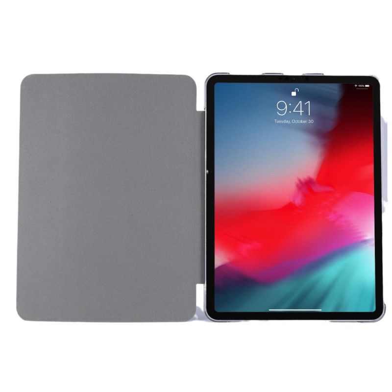 Smart Case iPad Pro 12.9" (2018) (2020) Wit Zwart Kunstleer Zijdetextuur