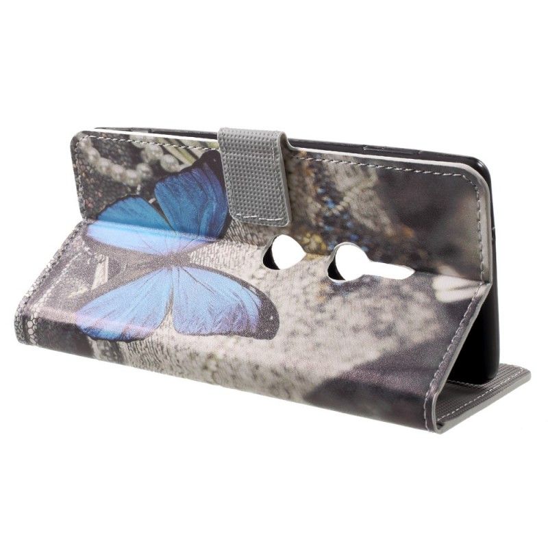 Cover Folio-hoesje Sony Xperia XZ2 Telefoonhoesje Blauwe Vlinder