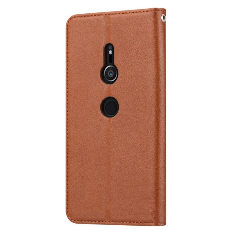 Folio-hoesje Sony Xperia XZ2 Bruin Zwart Kaarthouder Van Imitatieleer